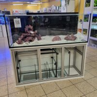 Aquarium Kombination  150 x 50 x 55, Uni Weiss mit Aluprofilen